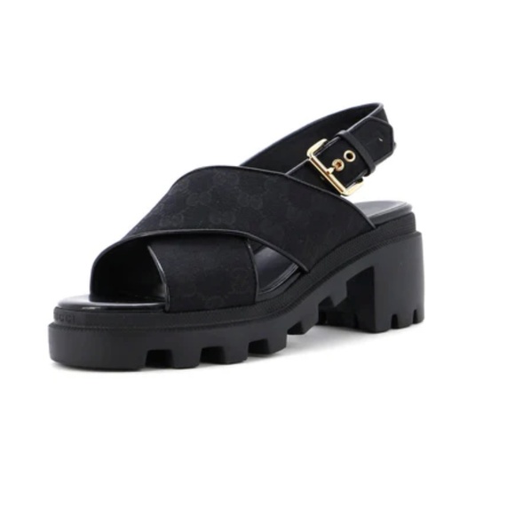 Gucci Shoes - Gucci Women's Lug Sole Platform Slingback Sandals GG Canvas - 38.5 (8.5)
